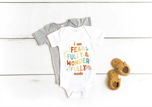 I am fearfully and wonderfully made - Baby Onesie (Rainbow Print)